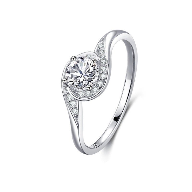 S925 Silver Classic Micro - inlaid Diamond Ring - AmiraMart
