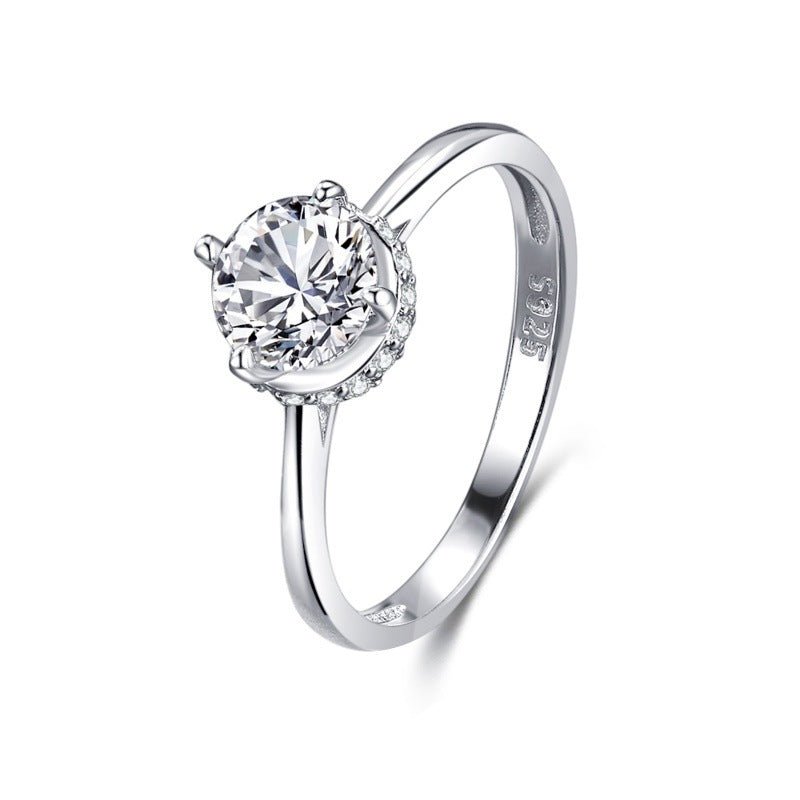 S925 Silver Classic Micro - inlaid Diamond Ring - AmiraMart