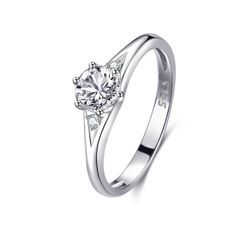 S925 Silver Classic Micro - inlaid Diamond Ring - AmiraMart