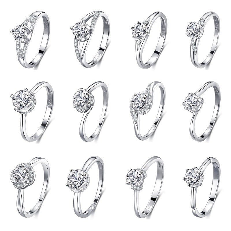 S925 Silver Classic Micro - inlaid Diamond Ring - AmiraMart