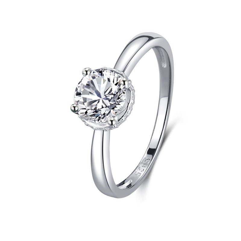 S925 Silver Classic Micro - inlaid Diamond Ring - AmiraMart