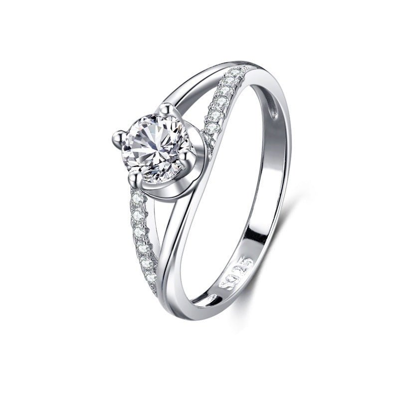 S925 Silver Classic Micro - inlaid Diamond Ring - AmiraMart