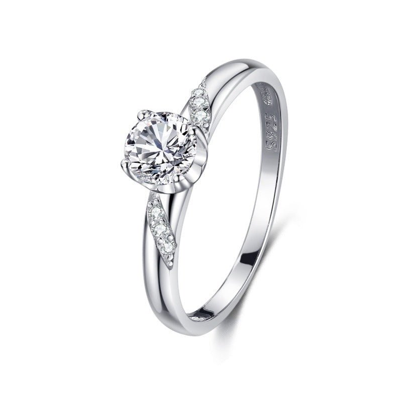 S925 Silver Classic Micro - inlaid Diamond Ring - AmiraMart