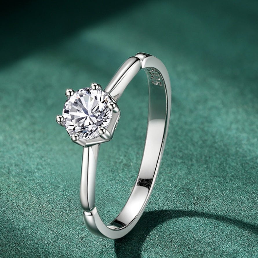 S925 Silver Classic Micro - inlaid Diamond Ring - AmiraMart