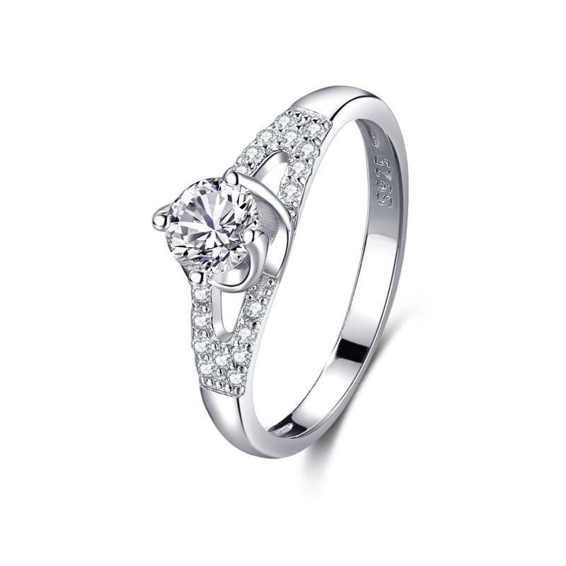 S925 Silver Classic Micro - inlaid Diamond Ring - AmiraMart