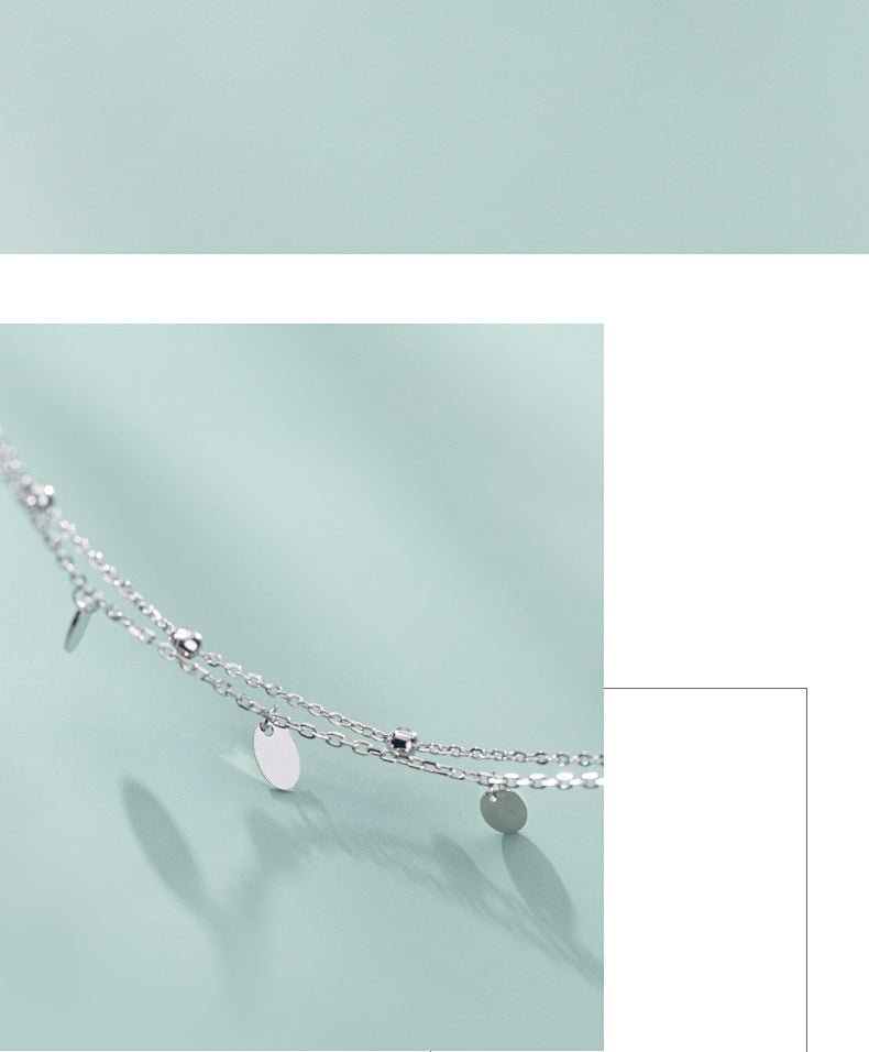 S925 Silver Double - Layer Bead Anklet - AmiraMart