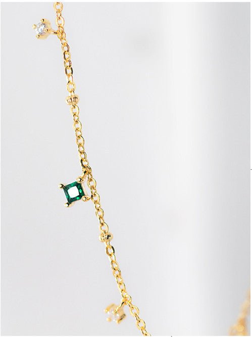 S925 Silver Green Diamond Water Drop Necklace - AmiraMart