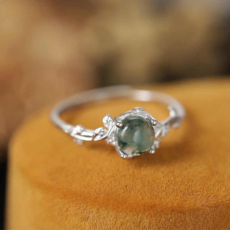 S925 Silver Moss Agate Ring - AmiraMart