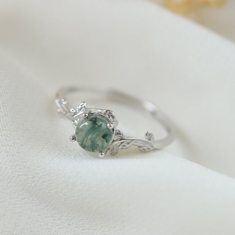 S925 Silver Moss Agate Ring - AmiraMart
