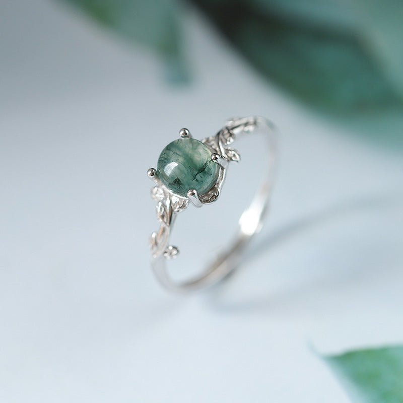 S925 Silver Moss Agate Ring - AmiraMart