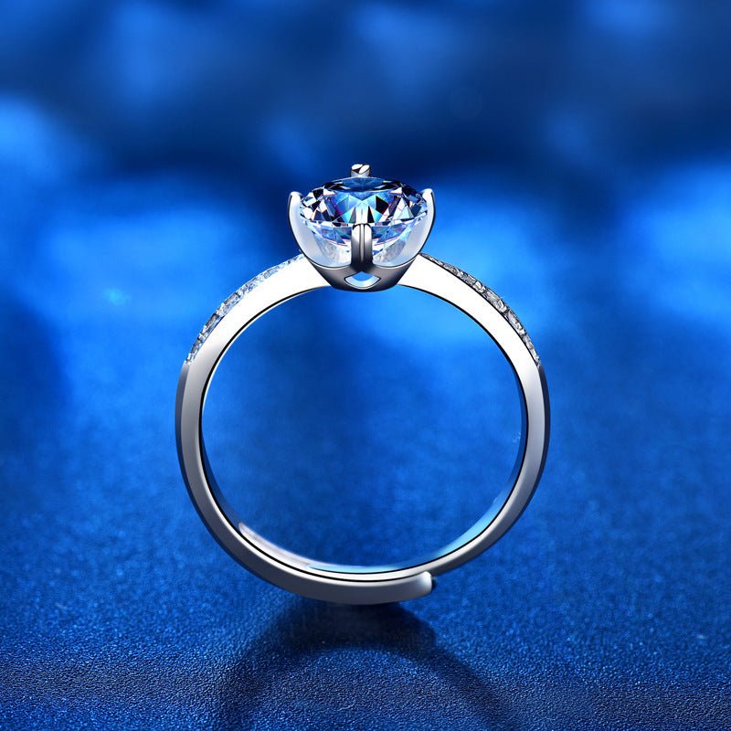 S925 Sterling Silver 1 Carat Moissanite Ring - AmiraMart