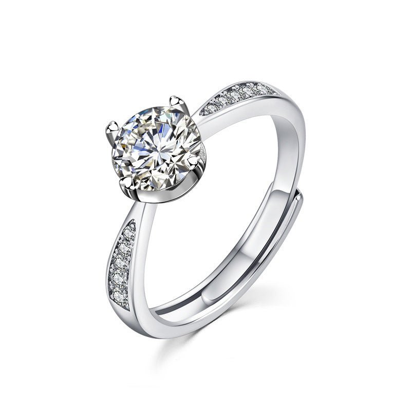 S925 Sterling Silver 1 Carat Moissanite Ring - AmiraMart