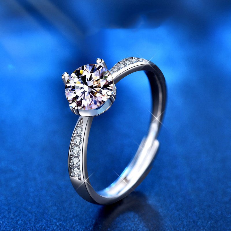 S925 Sterling Silver 1 Carat Moissanite Ring - AmiraMart