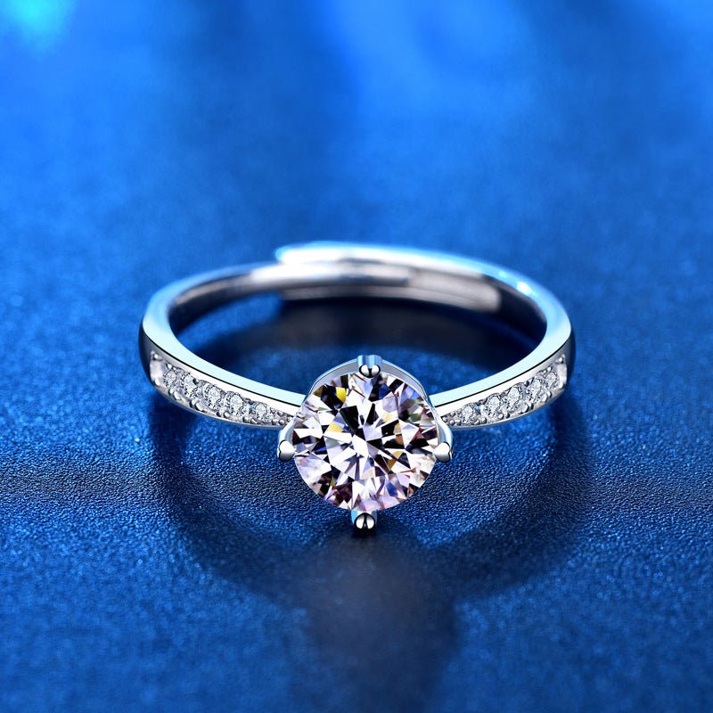 S925 Sterling Silver 1 Carat Moissanite Ring - AmiraMart