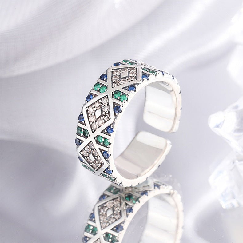 S925 Sterling Silver Angel Eye Zircon Ring - AmiraMart
