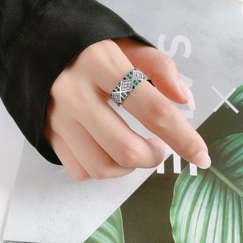 S925 Sterling Silver Angel Eye Zircon Ring - AmiraMart