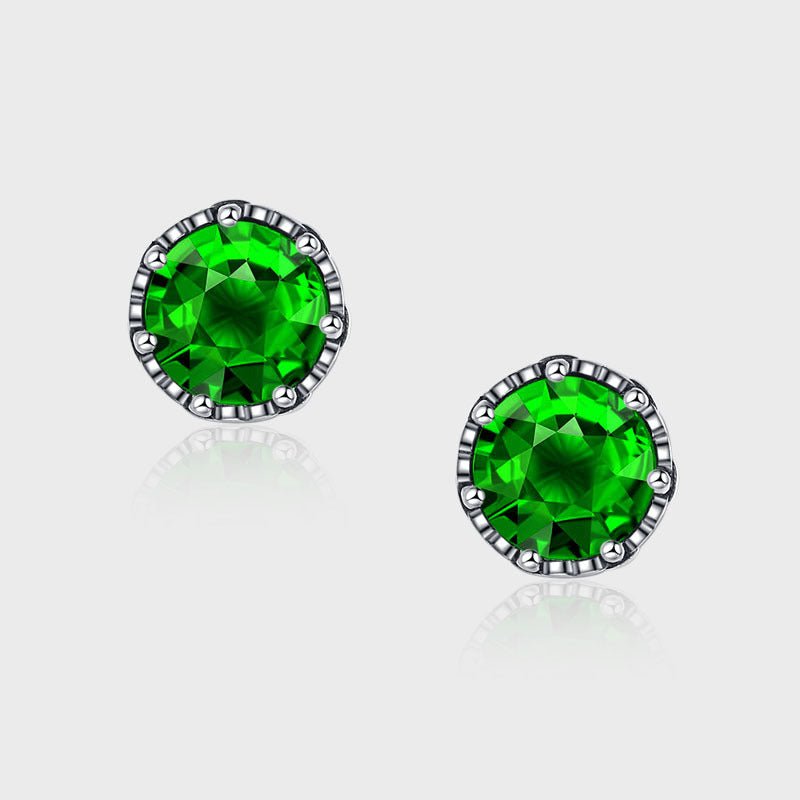 S925 Sterling Silver Emerald Zircon Cross Earrings - AmiraMart