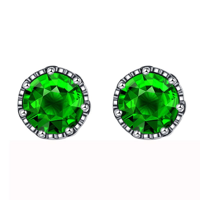 S925 Sterling Silver Emerald Zircon Cross Earrings - AmiraMart