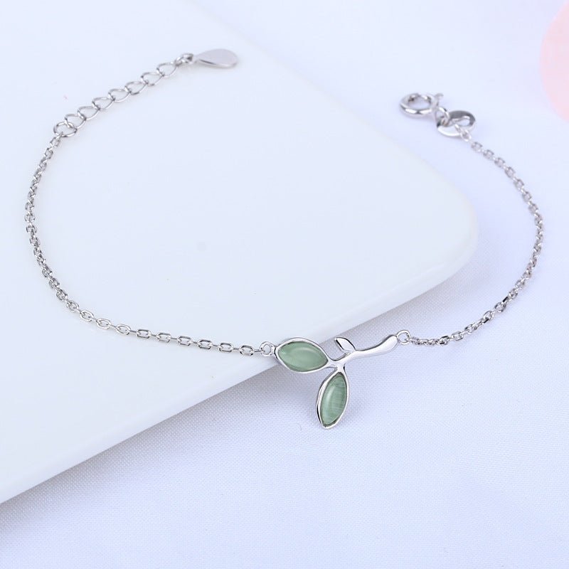 S925 Sterling Silver Leaf Bracelet - AmiraMart