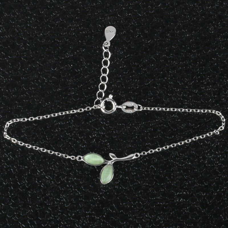S925 Sterling Silver Leaf Bracelet - AmiraMart