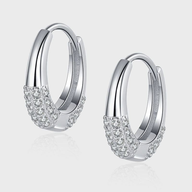 S925 Sterling Silver Oval Zircon Earrings | Minimal Elegance - AmiraMart