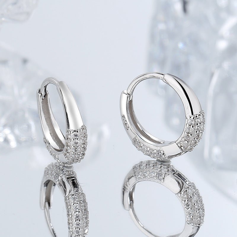 S925 Sterling Silver Oval Zircon Earrings | Minimal Elegance - AmiraMart