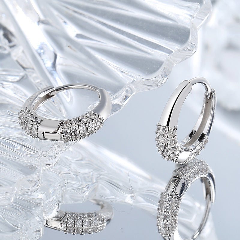 S925 Sterling Silver Oval Zircon Earrings | Minimal Elegance - AmiraMart