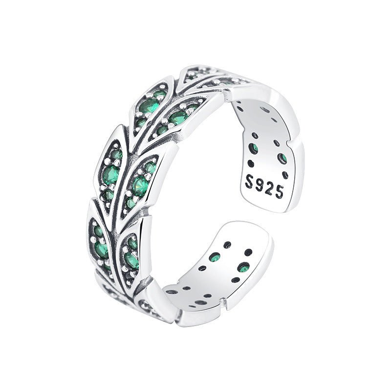 S925 Sterling Silver Peacock Tail Zircon Ring - AmiraMart