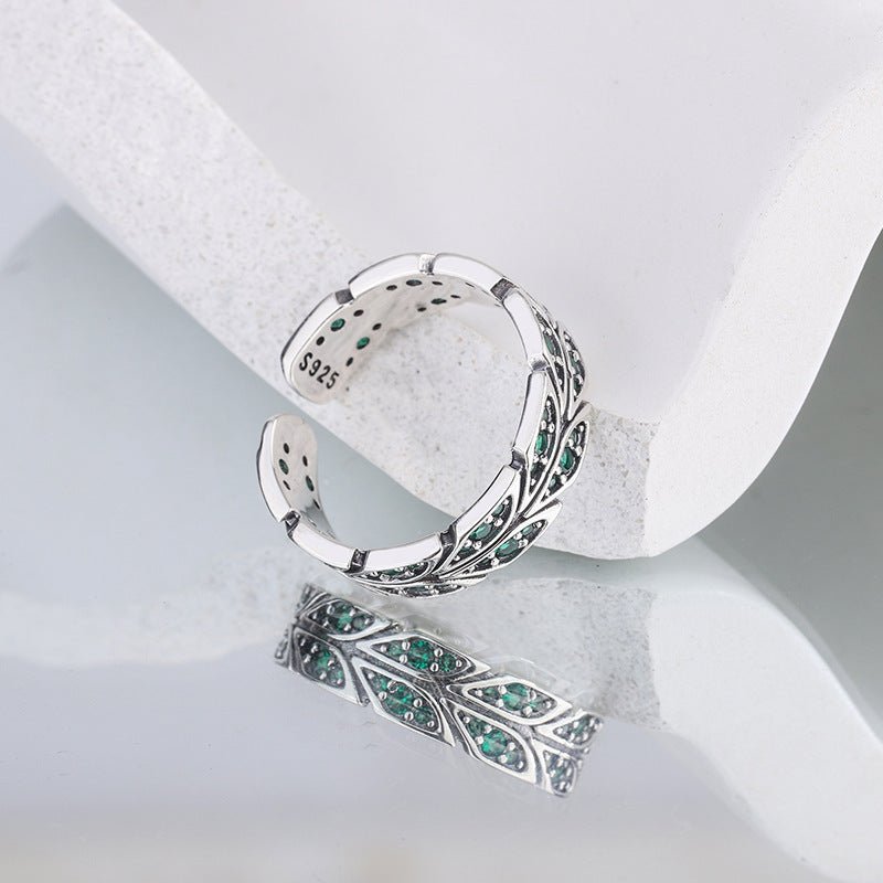 S925 Sterling Silver Peacock Tail Zircon Ring - AmiraMart