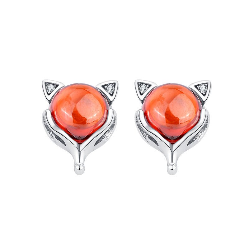 S925 Sterling Silver Red Fox Garnet Earrings - AmiraMart
