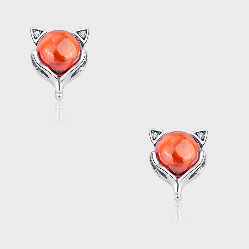 S925 Sterling Silver Red Fox Garnet Earrings - AmiraMart