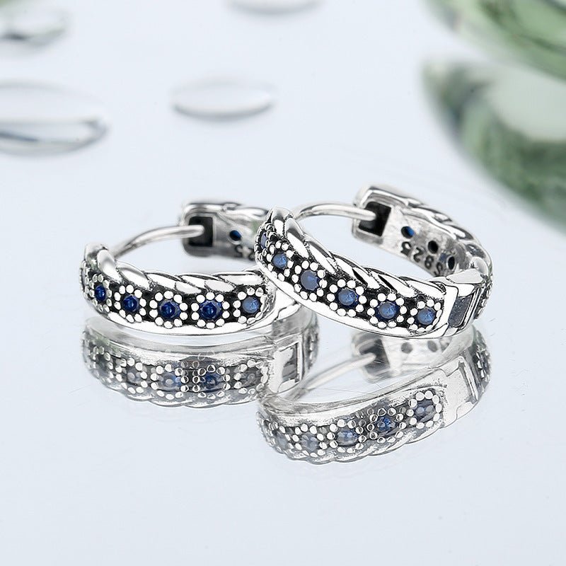 S925 Sterling Silver Zirconium Woven Vintage Earrings - AmiraMart