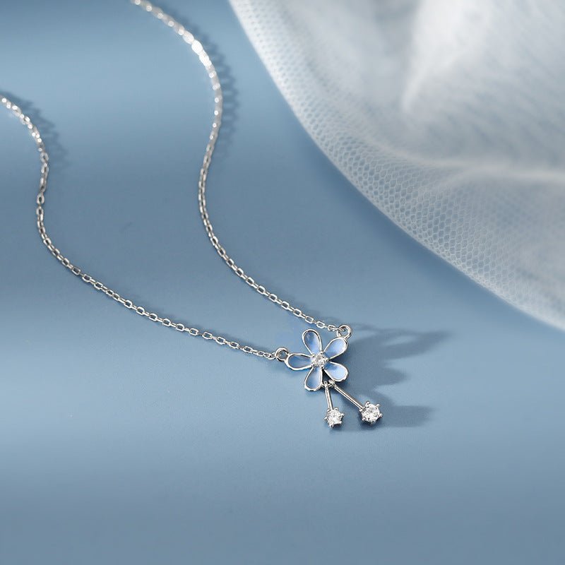 S999 Pure Silver Flower Necklace - AmiraMart