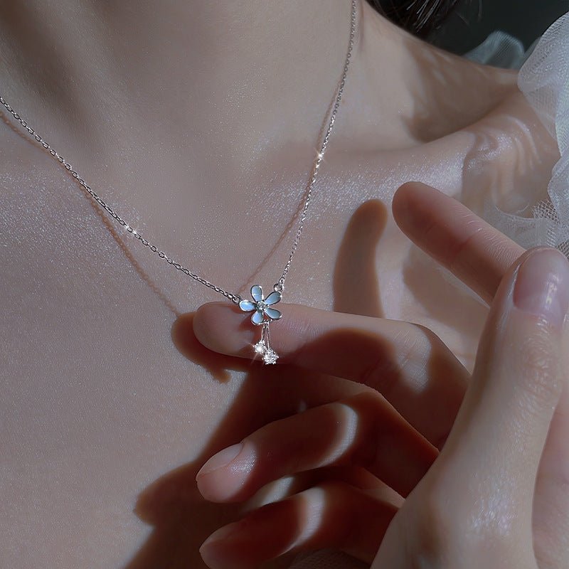 S999 Pure Silver Flower Necklace - AmiraMart