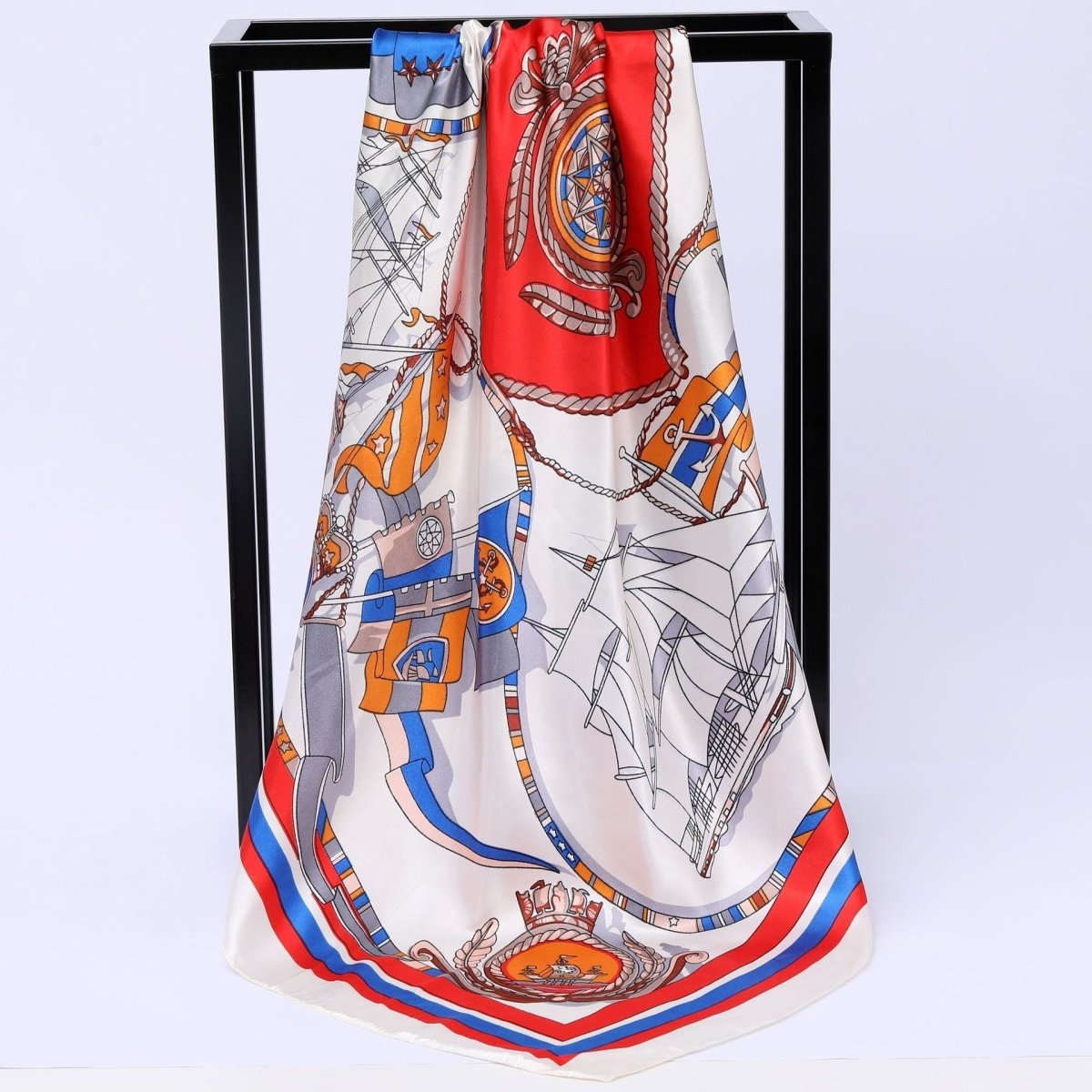 Sailing Print Emulation Silk Scarf Fashion Shawl - AmiraMart