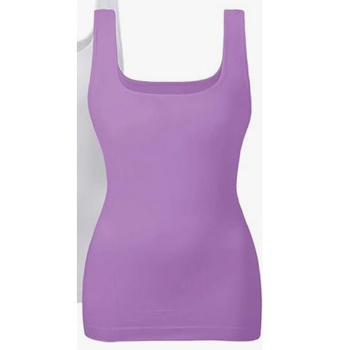 Seamless Square Collar Compression Slim Strap Top - AmiraMart