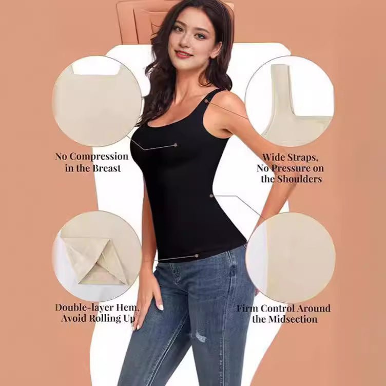 Seamless Square Collar Compression Slim Strap Top - AmiraMart
