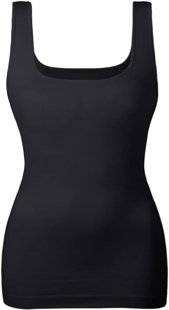 Seamless Square Collar Compression Slim Strap Top - AmiraMart