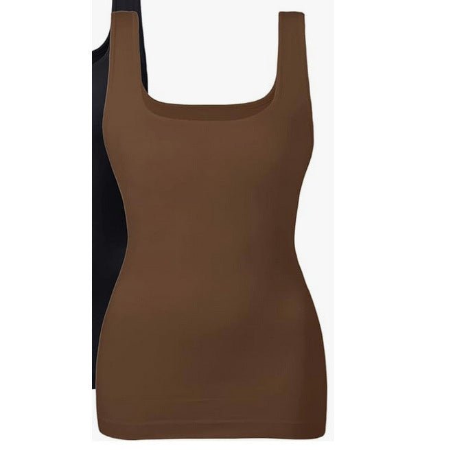 Seamless Square Collar Compression Slim Strap Top - AmiraMart
