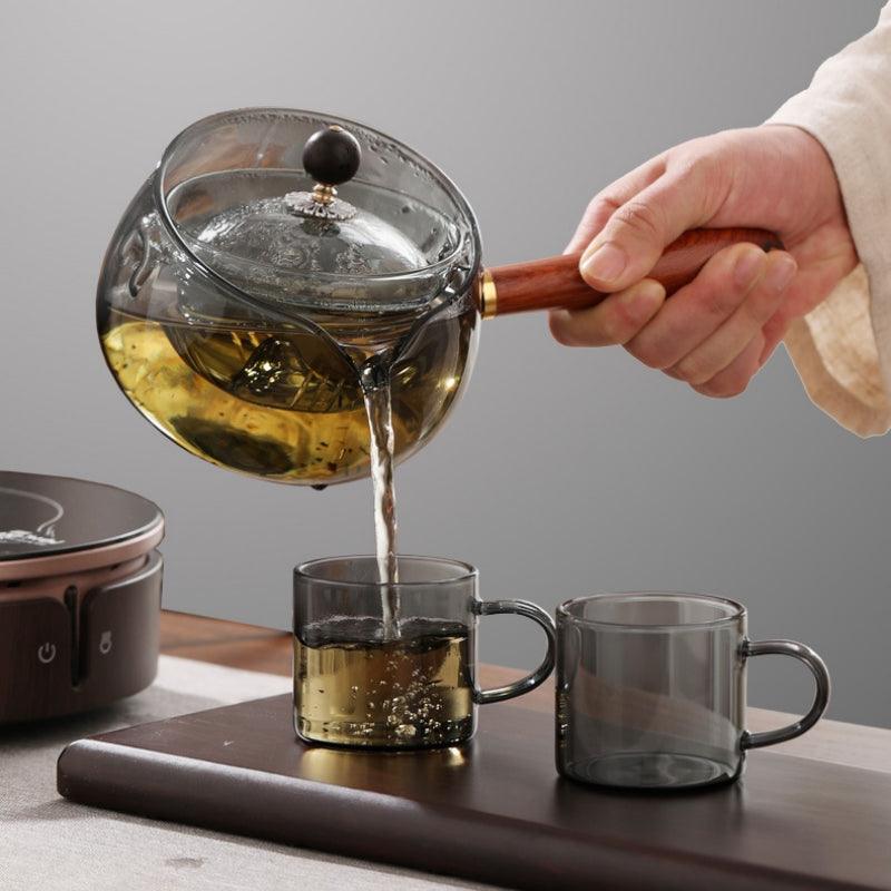 Semi - automatic Rotary Heat - resistant Glass Teapot - AmiraMart