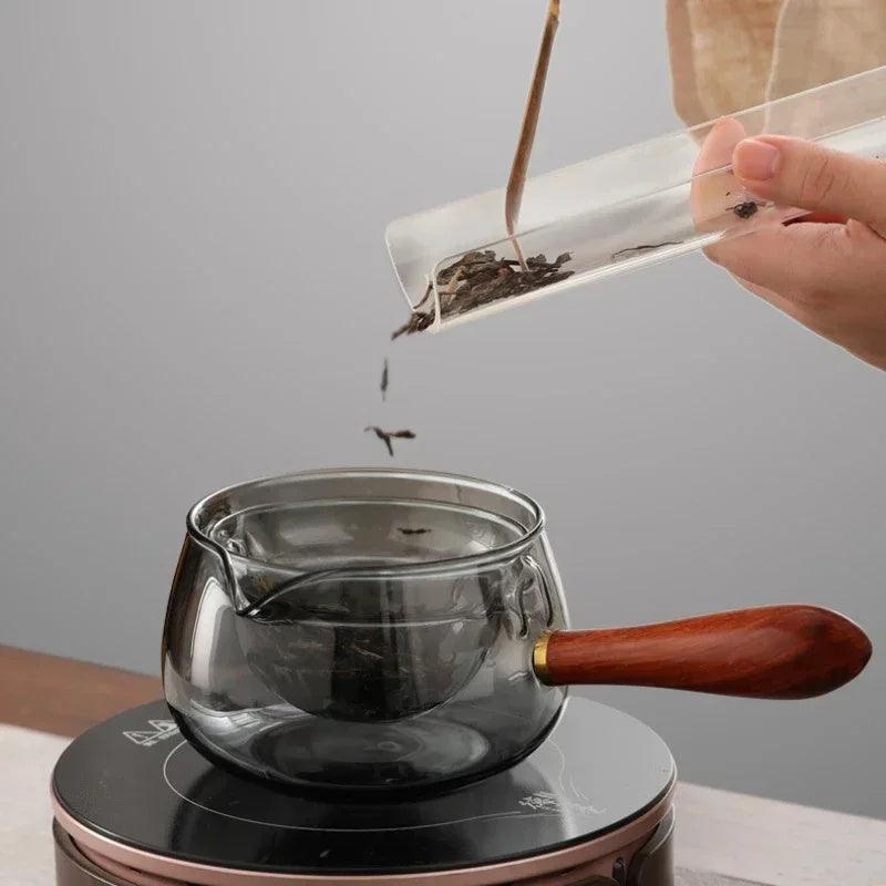 Semi - automatic Rotary Heat - resistant Glass Teapot - AmiraMart