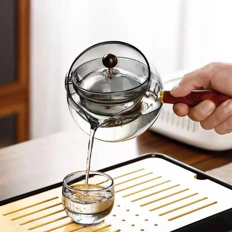 Semi - automatic Rotary Heat - resistant Glass Teapot - AmiraMart