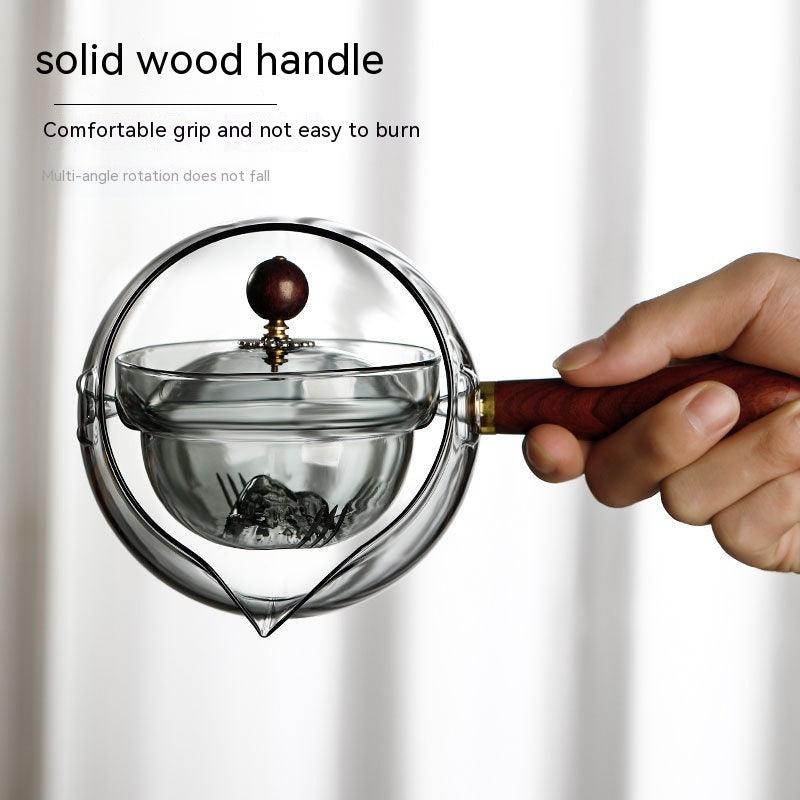 Semi - automatic Rotary Heat - resistant Glass Teapot - AmiraMart