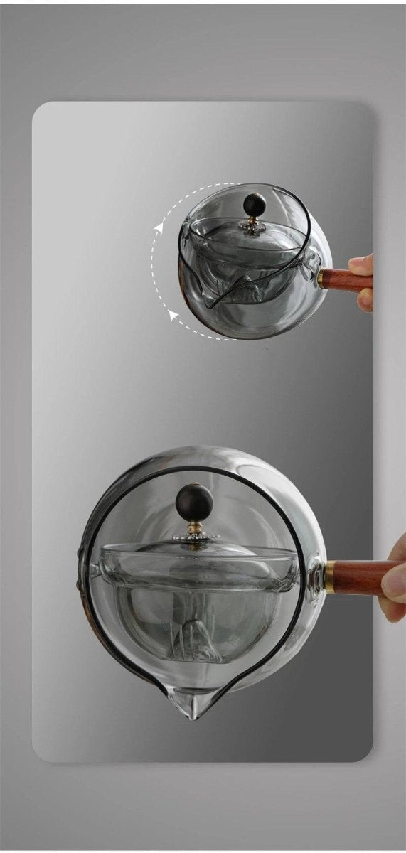 Semi - automatic Rotary Heat - resistant Glass Teapot - AmiraMart