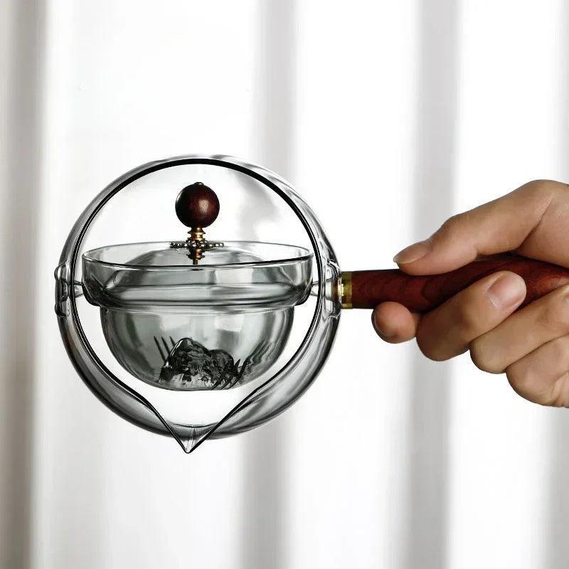 Semi - automatic Rotary Heat - resistant Glass Teapot - AmiraMart