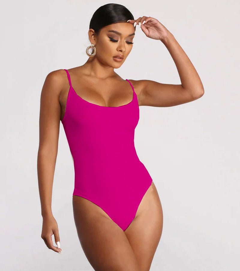 Sexy Backless Bikini – Solid Color One - Piece Swimsuit - AmiraMart