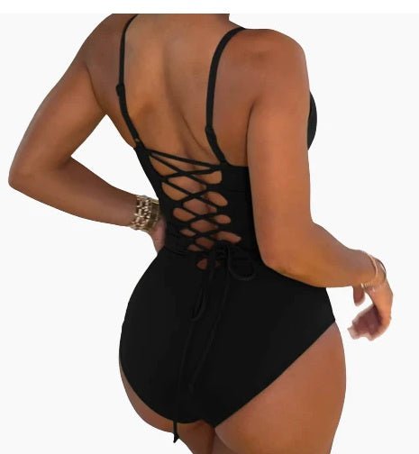 Sexy Backless Bikini – Solid Color One - Piece Swimsuit - AmiraMart