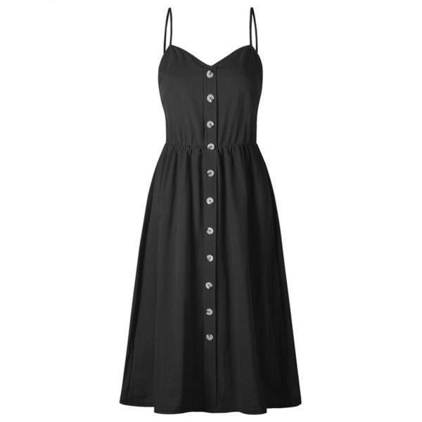 Sexy Halter Dress – Suspender & Button Pocket - AmiraMart