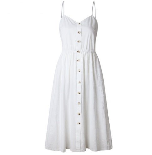 Sexy Halter Dress – Suspender & Button Pocket - AmiraMart