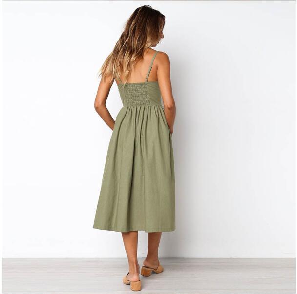 Sexy Halter Dress – Suspender & Button Pocket - AmiraMart